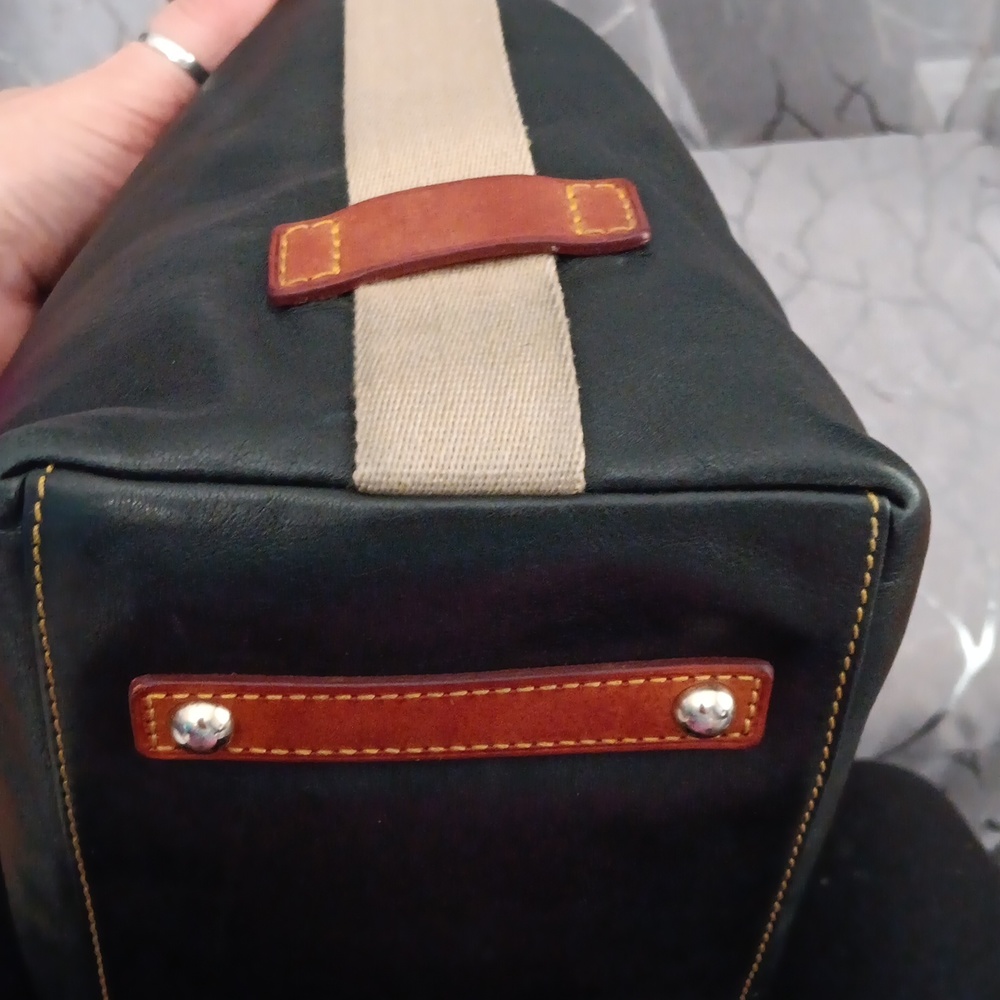 Dooney & Bourke Black Leather Hobo with Brown Trim - Picture 11 of 16